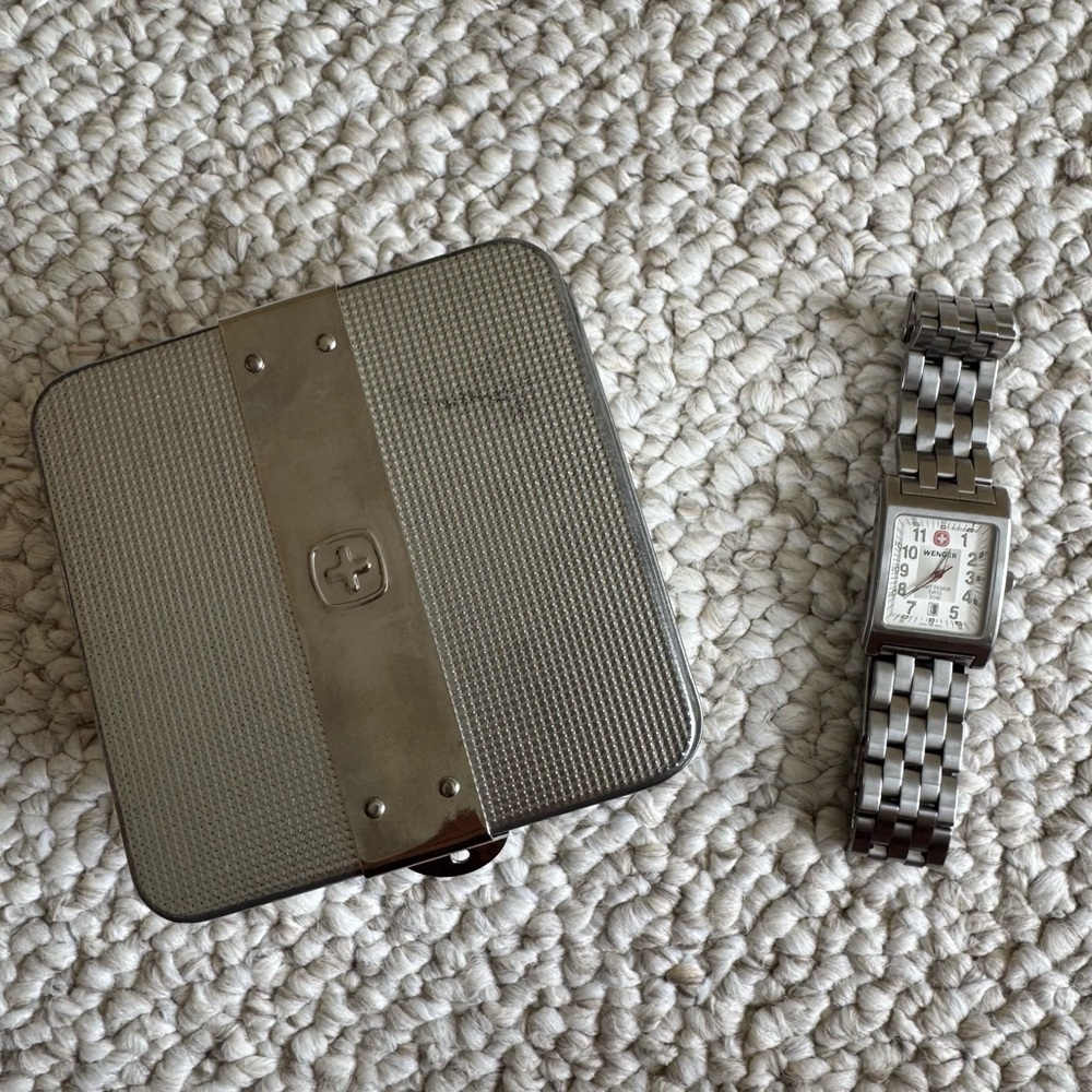 Wenger Escort Series Rectangle Stainless Steel Silver Tone Watch